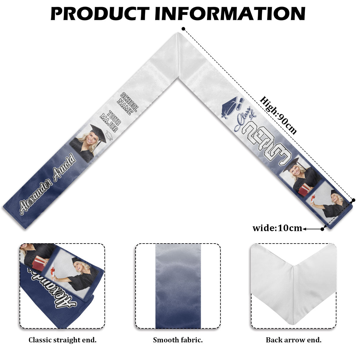 Félicitations : étole de remise de diplôme personnalisée - Étole de remise de diplôme personnalisée - Cadeaux de remise de diplôme de la promotion 2024
