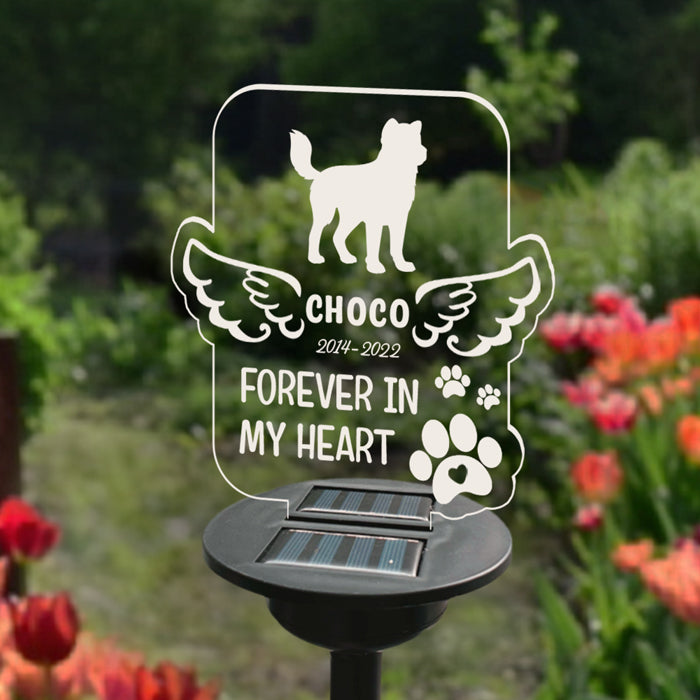 Tu es à jamais dans nos cœurs - Lampe solaire de jardin commémorative personnalisée - Cadeau commémoratif, cadeau de sympathie