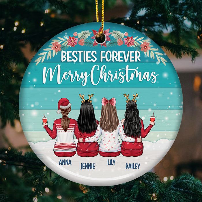 Joyeux Noël pour toujours - Décoration de Noël ronde en céramique personnalisée - Cadeau pour meilleure amie, meilleure amie, sœur, cadeau d'anniversaire pour meilleure amie et amie, cadeau de Noël