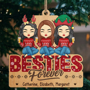 Bestie Forever - Décoration personnalisée Bestie - Forme unique en bois - Cadeau de Noël pour meilleures amies, meilleures amies, sœurs