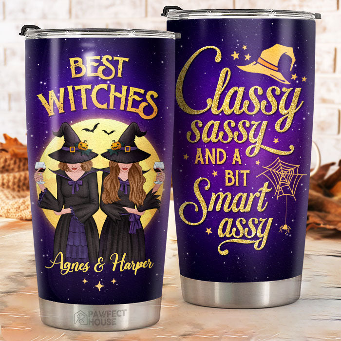 Meilleures sorcières - Élégante, impertinente et un peu intelligente - Gobelet personnalisé - Cadeau pour meilleure amie, meilleure amie, sœur, cadeau d'anniversaire pour meilleure amie et amie, cadeau d'Halloween