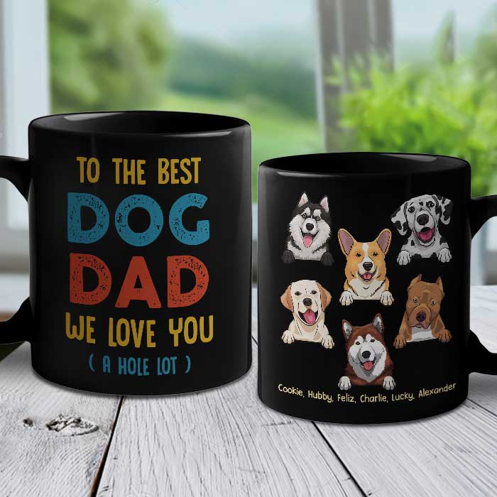 Au meilleur papa chien - Mug noir personnalisé - Cadeau pour papa