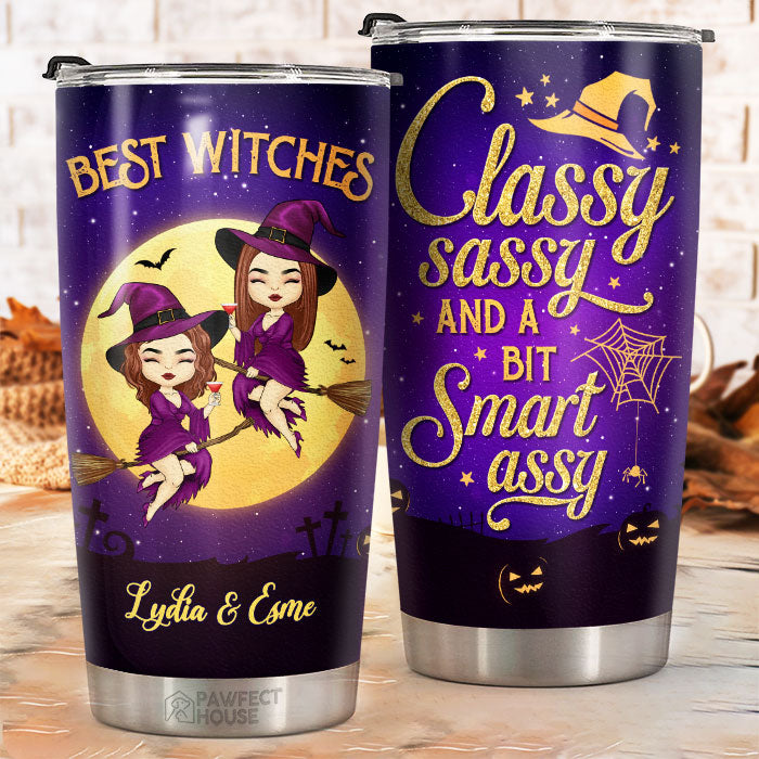 Meilleures sorcières, élégantes, impertinentes et un peu intelligentes - Gobelet de sorcière personnalisé - Cadeau pour sorcières, meilleure amie, meilleure amie, sœur, cadeau d'anniversaire pour meilleure amie et amie, cadeau d'Halloween