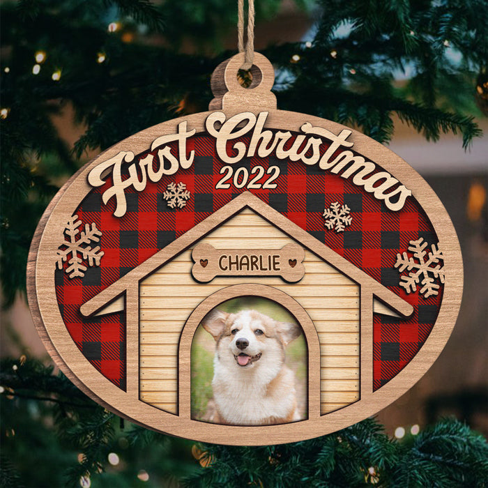 Premier Noël ensemble - Décoration de Noël personnalisée en bois en forme de boule de Noël - Télécharger une image, cadeau pour les amoureux des animaux, cadeau de Noël