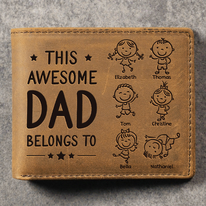 Ce papa génial appartient à - Portefeuille à deux volets personnalisé - Cadeau pour papa