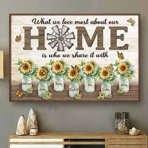 Ce que nous aimons le plus dans notre maison - Affiche horizontale personnalisée - Cadeau pour couple, mari et femme