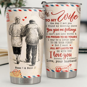 Tu me donnes des sentiments que je ne peux pas exprimer avec des mots et je suis fier d'être à toi - Gobelet personnalisé - À ma femme, cadeau pour femme, anniversaire, fiançailles, mariage, cadeau de mariage