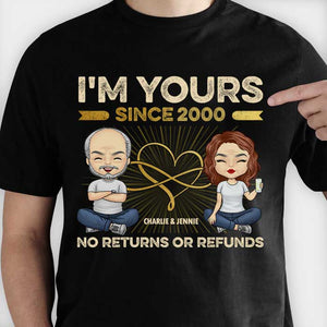Aucun retour ni remboursement - T-shirt unisexe personnalisé, sweat à capuche, sweat-shirt - Cadeau pour couple, mari et femme, anniversaire, fiançailles, mariage, cadeau de mariage