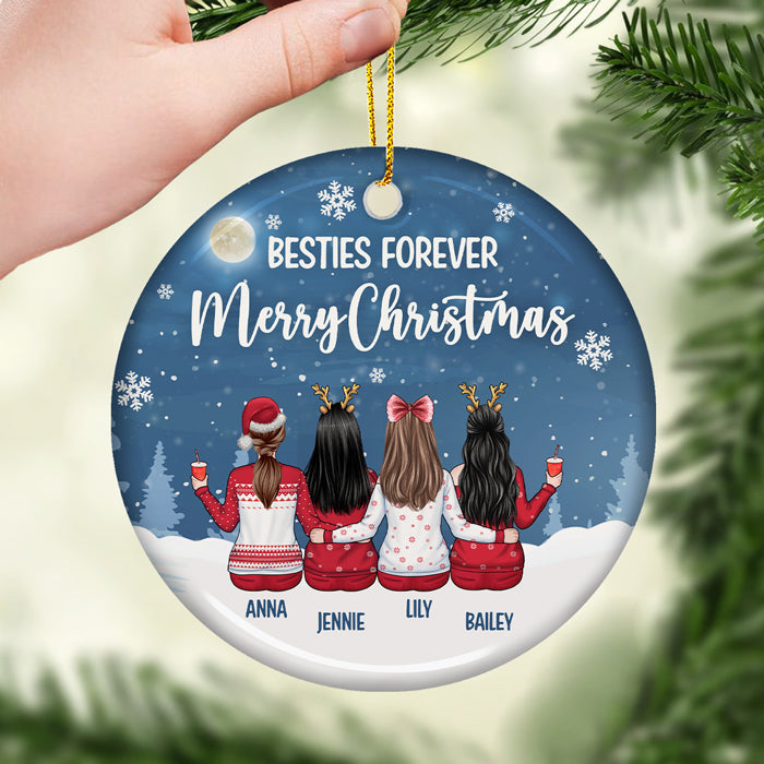 Nous sommes les meilleurs amis pour toujours Joyeux Noël - Décoration de Noël en céramique ronde personnalisée - Cadeau pour meilleure amie, meilleure amie, sœur, cadeau d'anniversaire pour meilleure amie et amie, cadeau de Noël
