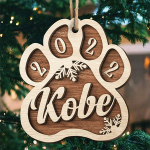 Jingle Paws - Décoration de Noël personnalisée en bois à 2 couches en forme de patte - Cadeau pour les amoureux des animaux, cadeau de Noël