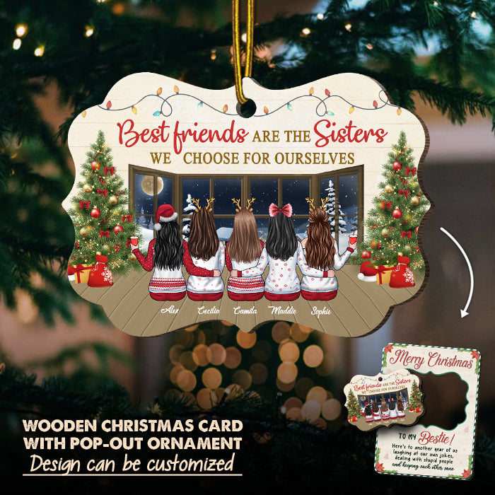Une autre année où nous rions de nos propres blagues - Carte de Noël en bois personnalisée avec ornement amovible - Cadeau pour meilleure amie, meilleure amie, sœur, cadeau d'anniversaire pour meilleure amie et amie, cadeau de Noël