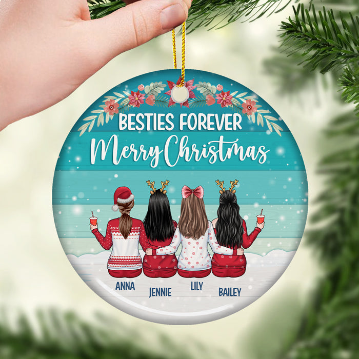 Joyeux Noël pour toujours - Décoration de Noël ronde en céramique personnalisée - Cadeau pour meilleure amie, meilleure amie, sœur, cadeau d'anniversaire pour meilleure amie et amie, cadeau de Noël