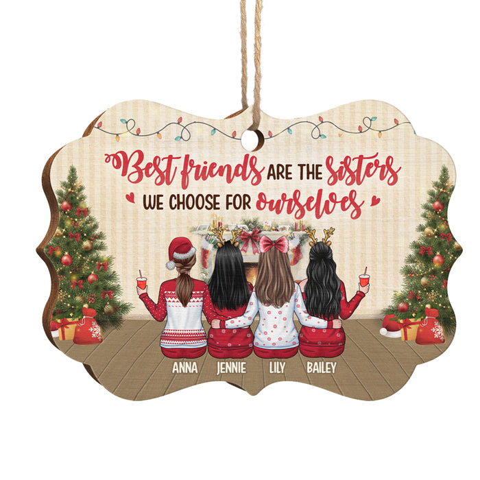 Les meilleures amies sont les sœurs que nous choisissons - Décoration de Noël en bois personnalisée en forme de Benelux - Cadeau pour meilleure amie, meilleure amie, sœur, cadeau d'anniversaire pour meilleure amie et amie, cadeau de Noël
