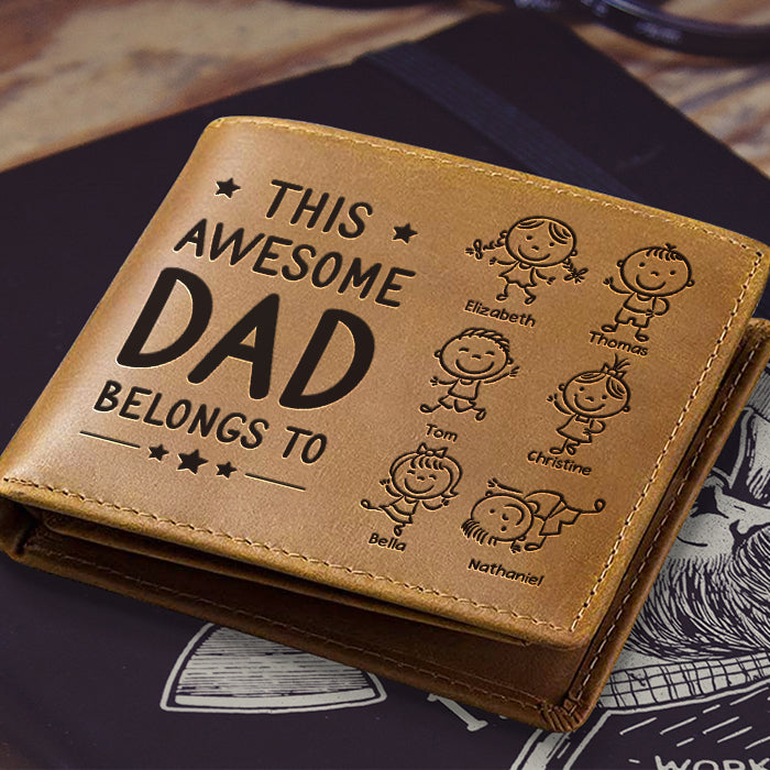 Ce papa génial appartient à - Portefeuille à deux volets personnalisé - Cadeau pour papa