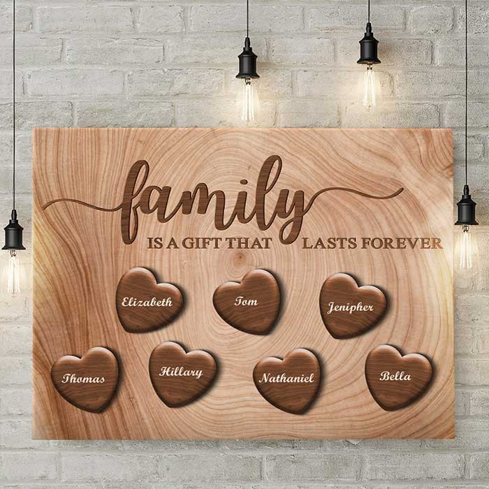 La famille est éternelle - Toile horizontale personnalisée - Cadeau pour couple, mari et femme