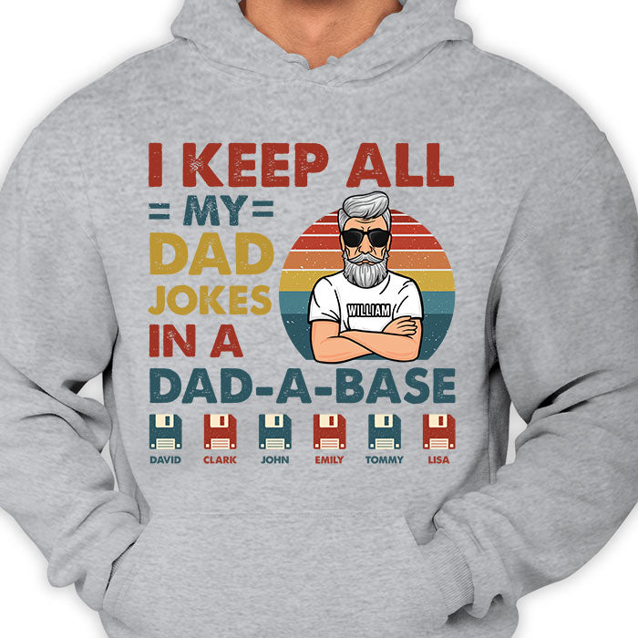 Je garde toutes les blagues de mon père dans un carnet de notes - T-shirt unisexe personnalisé, sweat à capuche - Cadeau pour papa