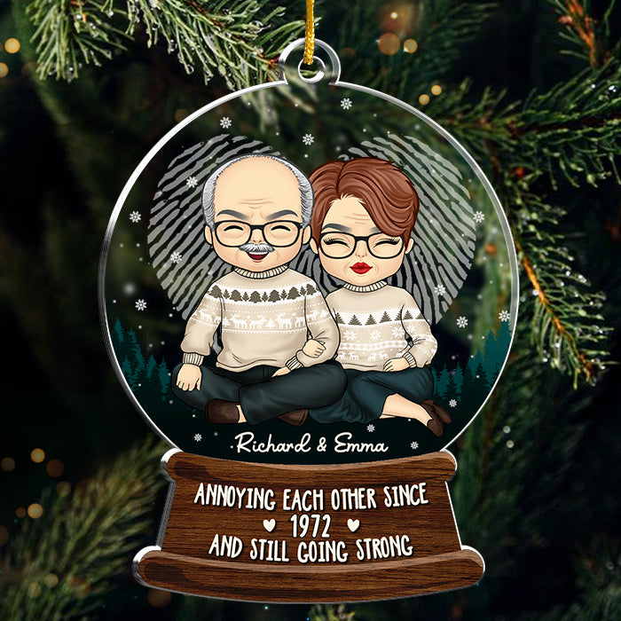 Annoying Each Other Since Years & Still Going Strong - Personalized Custom Snowball Shaped Acrylic Christmas Ornament - Gift For Couple, Husband Wife, Anniversary, Engagement, Wedding, Marriage Gift, Christmas Gift