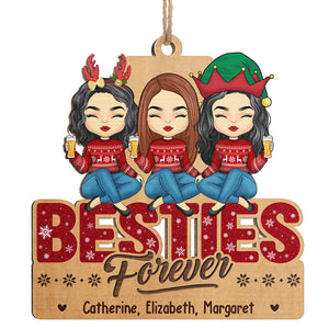 Bestie Forever - Décoration personnalisée Bestie - Forme unique en bois - Cadeau de Noël pour meilleures amies, meilleures amies, sœurs