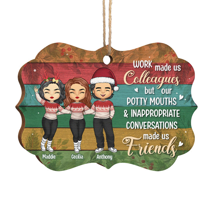 Le travail a fait de nous des collègues - Décoration de Noël en bois personnalisée en forme de Benelux - Cadeau d'appréciation pour collègue, bureau, employé, adieu, ami de travail, amitié entre collègues