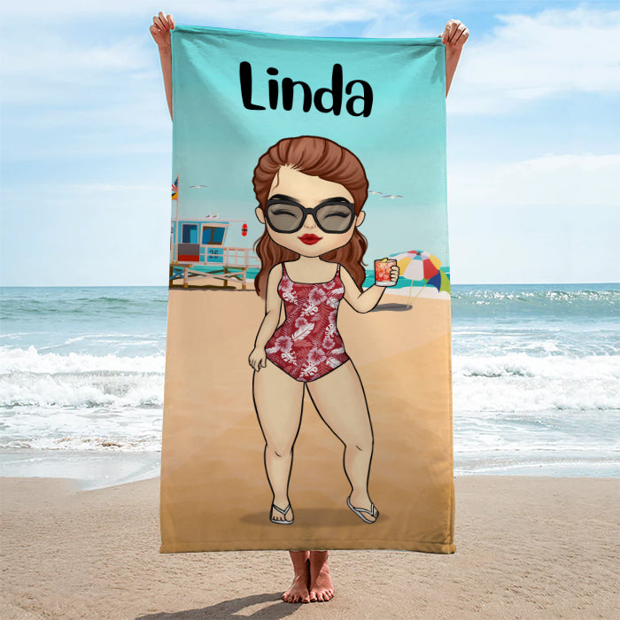 Serviette de plage personnalisée « Vacances d'été à la plage » – Cadeau pour une meilleure amie