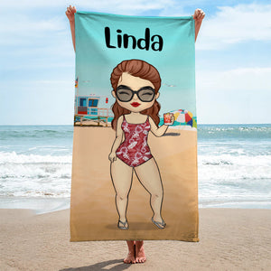 Serviette de plage personnalisée « Vacances d'été à la plage » – Cadeau pour une meilleure amie