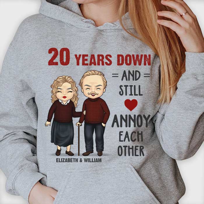 Tant d'années passées - T-shirt unisexe personnalisé, sweat à capuche - Cadeau pour couple, mari et femme