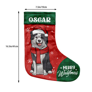 Je vous envoie des carlins et des bisous pour Noël - Chaussette de Noël personnalisée - Cadeau pour les amoureux des animaux, cadeau de Noël