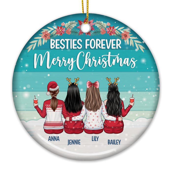 Joyeux Noël pour toujours - Décoration de Noël ronde en céramique personnalisée - Cadeau pour meilleure amie, meilleure amie, sœur, cadeau d'anniversaire pour meilleure amie et amie, cadeau de Noël