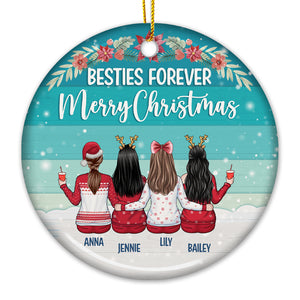 Joyeux Noël pour toujours - Décoration de Noël ronde en céramique personnalisée - Cadeau pour meilleure amie, meilleure amie, sœur, cadeau d'anniversaire pour meilleure amie et amie, cadeau de Noël