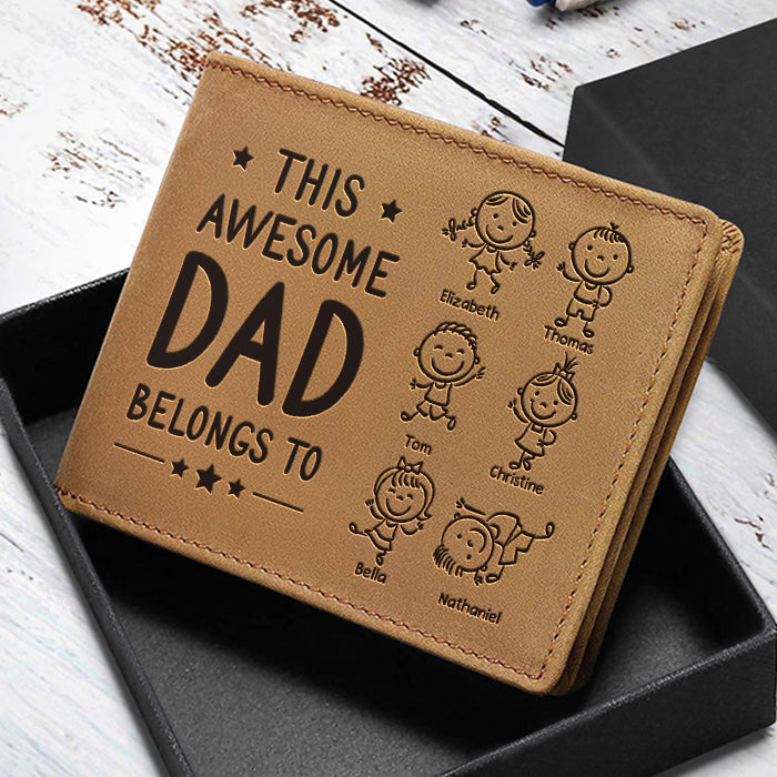 Ce papa génial appartient à - Portefeuille à deux volets personnalisé - Cadeau pour papa