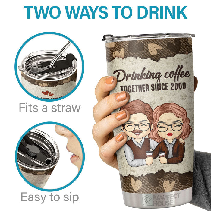 Boire du café ensemble - Gobelet personnalisé - Cadeau pour couple, mari et femme, anniversaire, fiançailles, mariage, cadeau de mariage