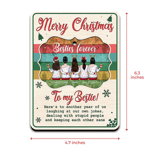 Merry Christmas Besties Forever - Personalized Christmas Wooden Card With Pop Out Ornament - Gift For Bestie, Best Friend, Sister, Birthday Gift For Bestie And Friend, Christmas Gift