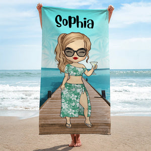 Serviette de plage personnalisée « Vacances d'été à la plage » – Cadeau pour une meilleure amie