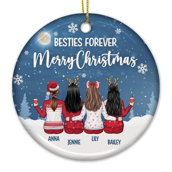 Nous sommes les meilleurs amis pour toujours Joyeux Noël - Décoration de Noël en céramique ronde personnalisée - Cadeau pour meilleure amie, meilleure amie, sœur, cadeau d'anniversaire pour meilleure amie et amie, cadeau de Noël