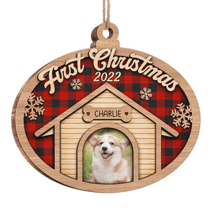Premier Noël ensemble - Décoration de Noël personnalisée en bois en forme de boule de Noël - Télécharger une image, cadeau pour les amoureux des animaux, cadeau de Noël