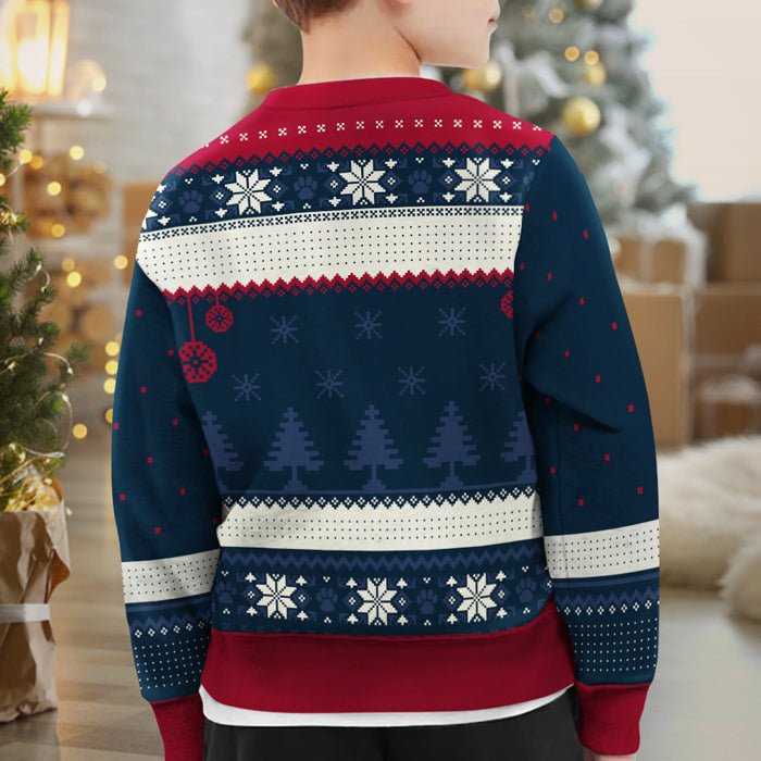 Joyeux Noël, mon frère et ma sœur - Sweat-shirt de Noël unisexe personnalisé, en laine, imprimé intégral - Cadeau pour les amoureux des chiens et des animaux