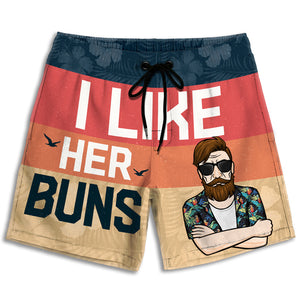 J'aime ses petits pains - Short de plage personnalisé pour couple - Cadeau pour couple, mari et femme