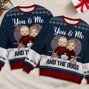 You & Me - Personalized Custom Unisex Ugly Christmas Sweatshirt, Wool Sweatshirt, All-Over-Print Sweatshirt - Gift For Couple, Husband Wife, Anniversary, Engagement, Wedding, Marriage Gift, Christmas Gift