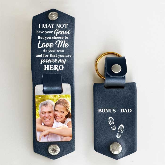 Tu es mon héros pour toujours ! Porte-clés personnalisé en cuir PU. Télécharger une image, cadeau pour papa.