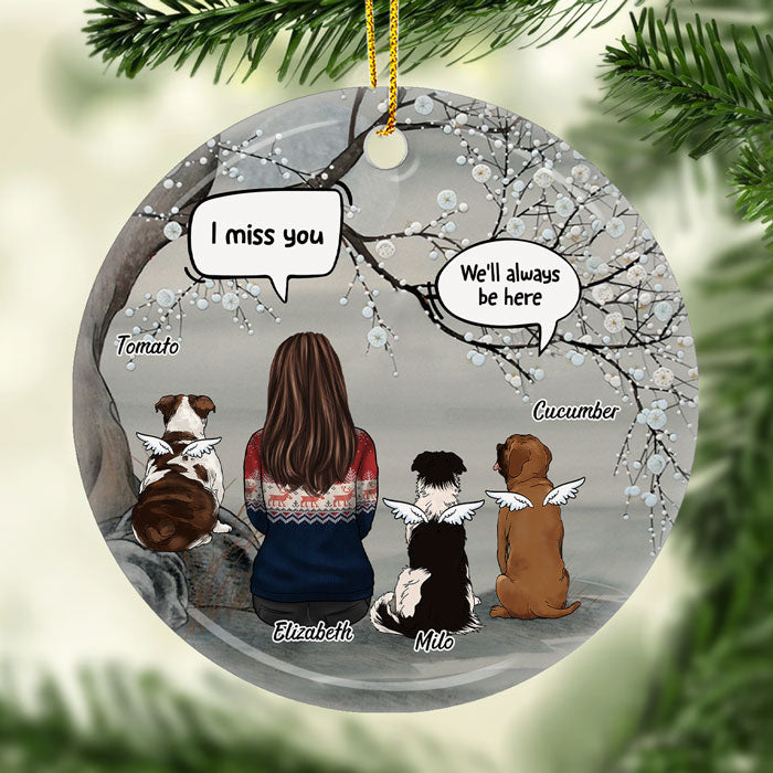 Je parle toujours de toi - Décoration de Noël ronde personnalisée en céramique - Cadeau commémoratif, cadeau de condoléances, cadeau de Noël