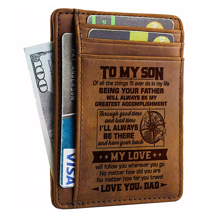 Mon amour te suivra partout où tu iras - Porte-cartes - À mon fils, cadeau pour fils, cadeau fils de papa et maman, cadeau d'anniversaire pour fils, cadeau de Noël