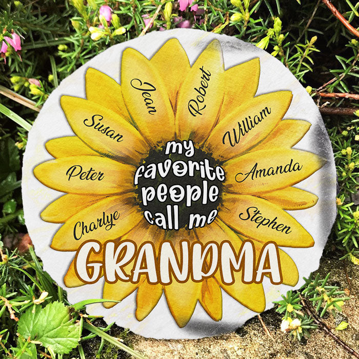 Mes personnes préférées m'appellent - Pierre de jardin personnalisée - Cadeau pour grand-mère, grands-parents