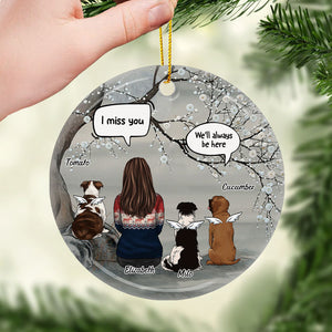 Je parle toujours de toi - Décoration de Noël ronde personnalisée en céramique - Cadeau commémoratif, cadeau de condoléances, cadeau de Noël