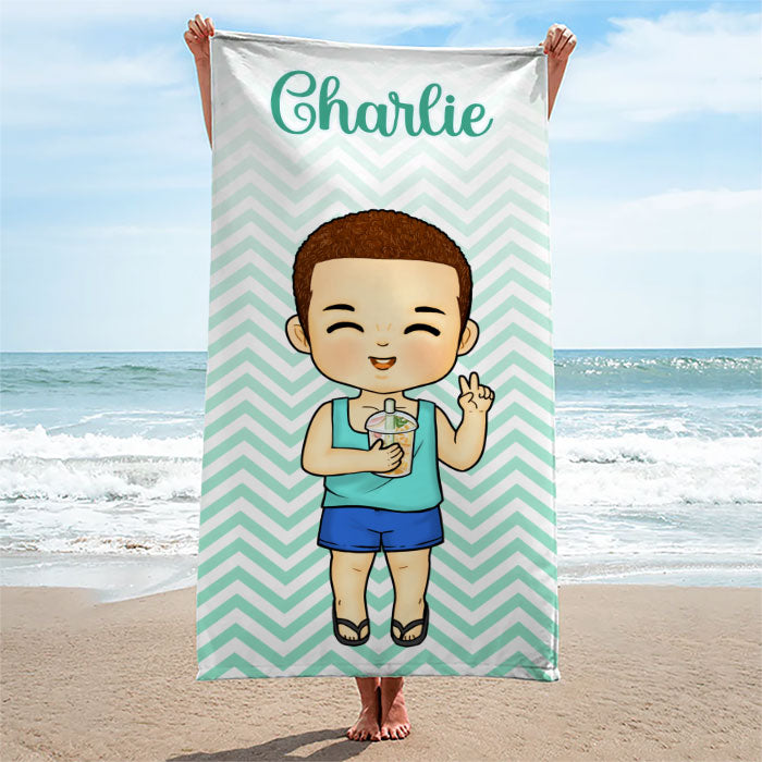 Sel dans l'air, sable dans nos cheveux - Serviette de plage personnalisée - Cadeau pour la famille, cadeau pour les enfants, cadeau de Noël