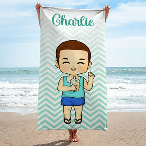 Sel dans l'air, sable dans nos cheveux - Serviette de plage personnalisée - Cadeau pour la famille, cadeau pour les enfants, cadeau de Noël
