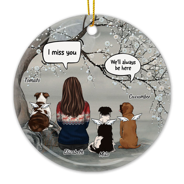 Je parle toujours de toi - Décoration de Noël ronde personnalisée en céramique - Cadeau commémoratif, cadeau de condoléances, cadeau de Noël