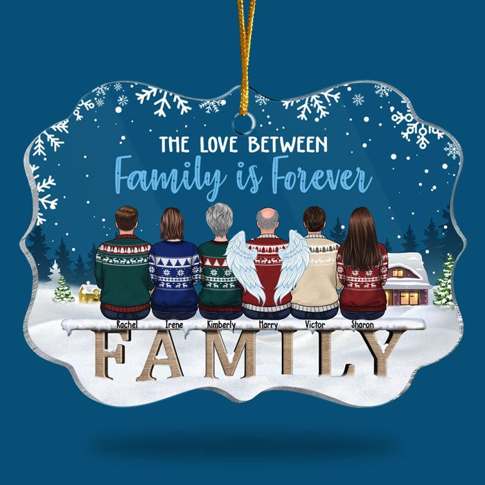 L'amour entre les familles est éternel - Décoration de Noël personnalisée en acrylique en forme de Benelux - Cadeau pour la famille, cadeau de Noël
