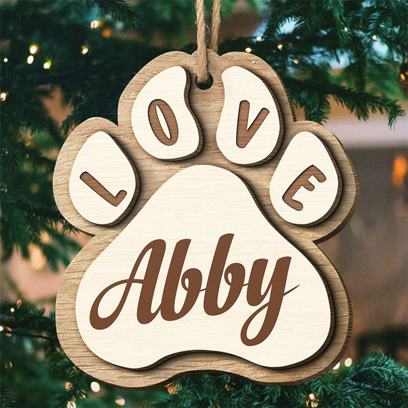 Noël approche - Décoration de Noël personnalisée en bois à 2 couches en forme de patte - Cadeau pour les amoureux des animaux, cadeau de Noël