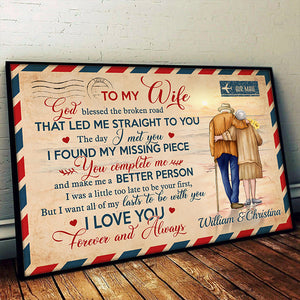 To My Wife I Love You Forever And Always - Gift For Couples, Personalized Horizontal Poster.