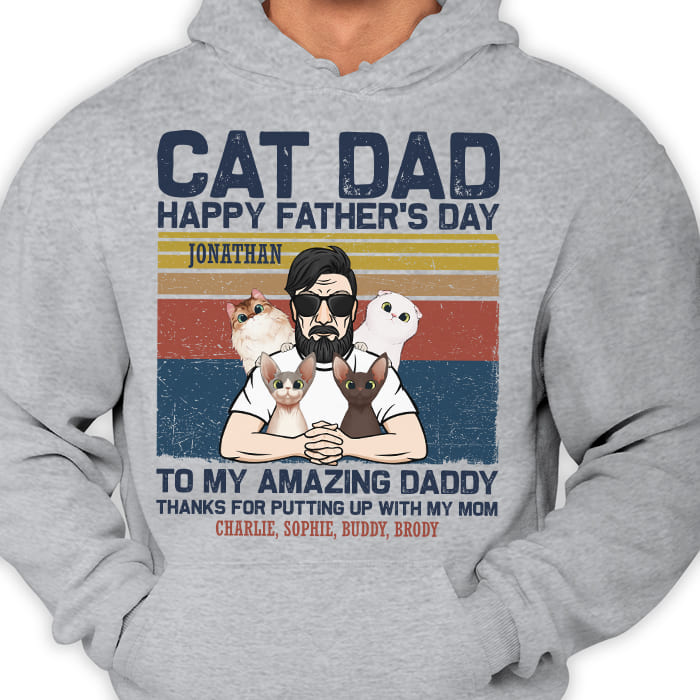To My Amazing Daddy- Gift For Cat Dad - Personalized Unisex T-Shirt.